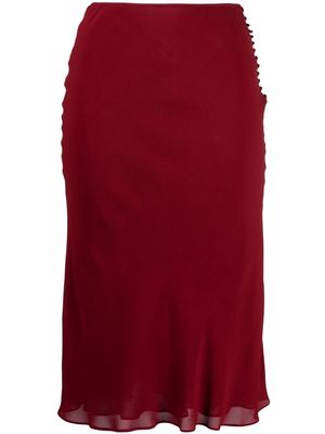 Christian Dior 1990s pre-owned ruffled hem high-waisted skirt - Red