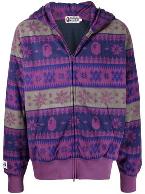 A BATHING APE® snowflake-print zip-up hoodie - Purple