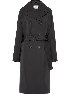 Prada technical poplin double-breasted raincoat - Black
