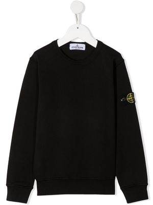 Stone Island Junior logo-patch cotton sweatshirt - Black