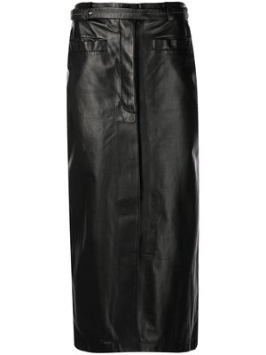 Proenza Schouler belted leather midi skirt - Black