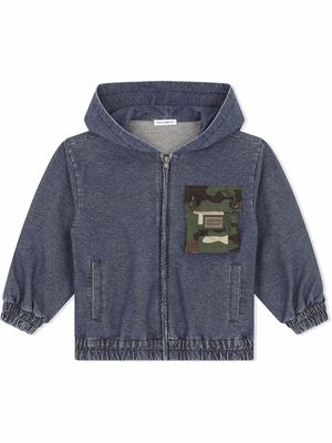 Dolce & Gabbana Kids washed camouflage-pocket hoodie - Blue
