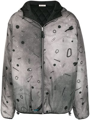Marni motif-print hooded jacket - Grey