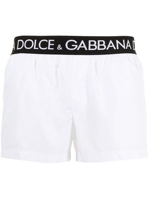 Dolce & Gabbana logo-waistband swim shorts - White