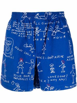 BODE sketch-style print shorts - Blue