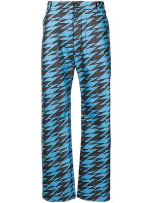 Walter Van Beirendonck zigzag-print wide-leg trousers - Blue