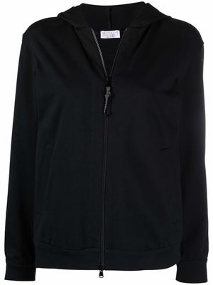 Brunello Cucinelli long-sleeve zip-fastening hoodie - Black