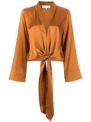 Michelle Mason long sleeved tie-waist blouse - Orange