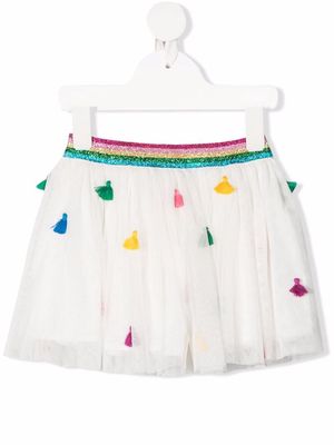 Stella McCartney Kids tassel embroidered tulle skirt - White