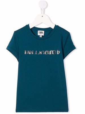 Karl Lagerfeld Kids logo-print cotton T-Shirt - Blue