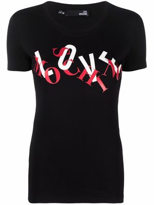 Love Moschino logo-print cotton T-Shirt - Black