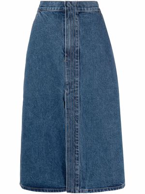 12 STOREEZ front slit denim skirt - Blue