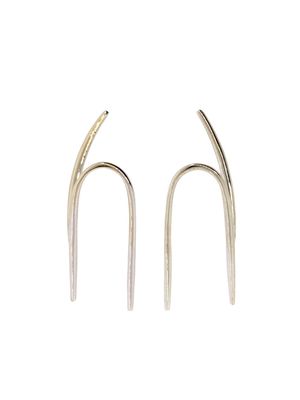 KATKIM 18kt white gold Wishbone ear hooks - Silver