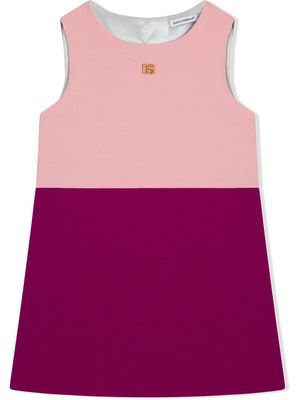 Dolce & Gabbana Kids colour-block logo-plaque dress - Pink