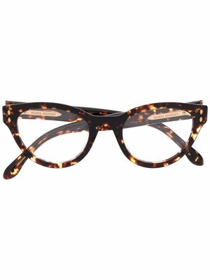 Isabel Marant Eyewear tortoiseshell-effect logo glasses - Brown