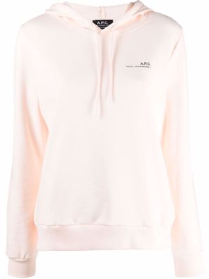 A.P.C. logo-print cotton hoodie - Pink