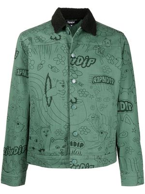Ripndip Scribble-print denim jacket - Green