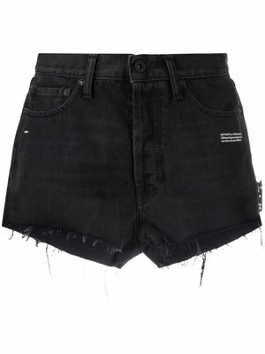 Off-White raw-cut denim mini shorts - Black