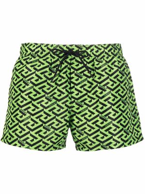 Versace Greca-print drawstring swim shorts - Green