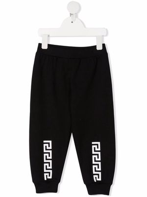 Versace Kids Greca-print cotton track pants - Black