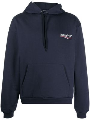 Balenciaga logo print hoodie - Blue