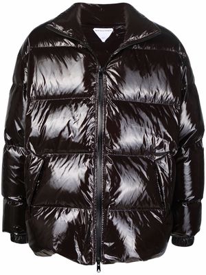 Bottega Veneta hooded zip-up padded coat - Brown