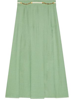 Gucci Double G chain pleated A-line skirt - Green