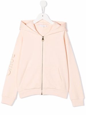 Chloé Kids logo-print zip-up hoodie - Pink
