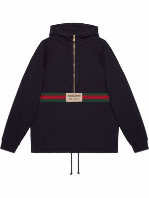 Gucci logo-patch long-sleeve top - Blue