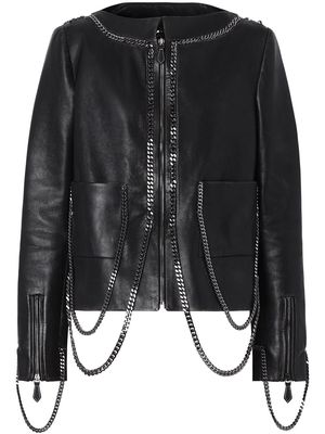 Burberry chain-link detail leather jacket - Black