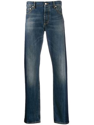 Alexander McQueen side tape straight-leg jeans - Blue