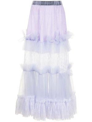 Viktor & Rolf lace-panelled tulle maxi skirt - Purple