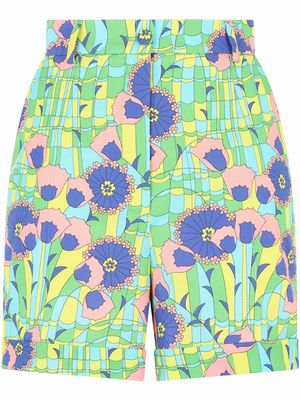Dolce & Gabbana high-waisted floral-print shorts - Green