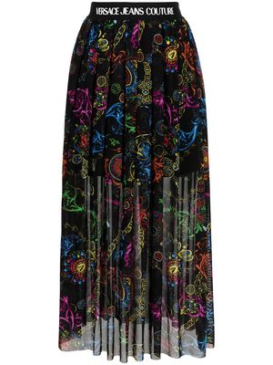 Versace Jeans Couture baroque-print pleated skirt - Black