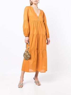 Faithfull the Brand Frieda tiered midi dress - Orange