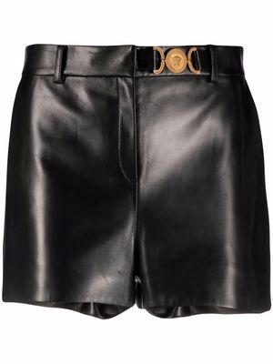 Versace Medusa-plaque leather shorts - Black