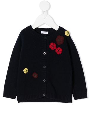 Il Gufo embroidered flower cardigan - Blue