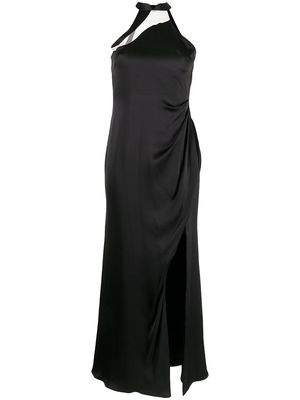 Lisa Von Tang mandarin-collar silk-blend gown - Black