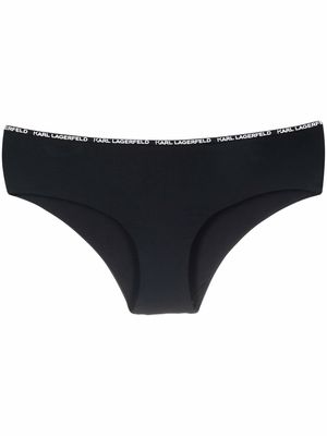 Karl Lagerfeld logo tape-trimmed bikini bottoms - Black