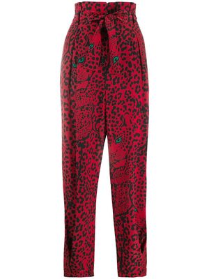RED Valentino leopard print high-waisted trousers - Black