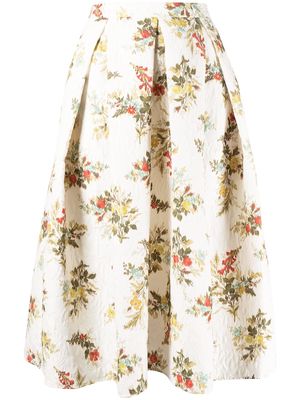 Erdem floral-print pleated skirt - Yellow