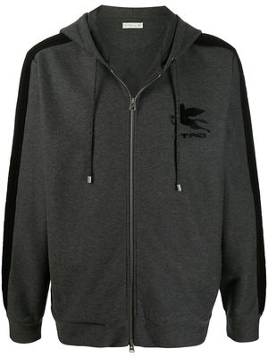 ETRO Pegaso patch cotton hoodie - Grey