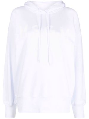 MSGM tonal logo print hoodie - White