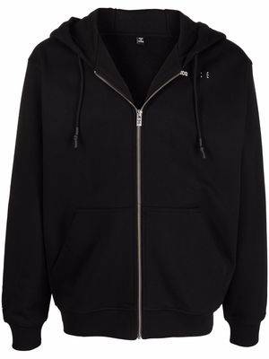 MCQ logo-embroidered zip-up hoodie - Black