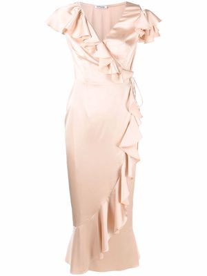 Parlor ruffled wrap midi dress - Neutrals
