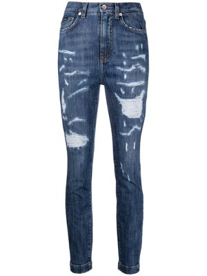Dolce & Gabbana ripped high-waisted skinny jeans - Blue
