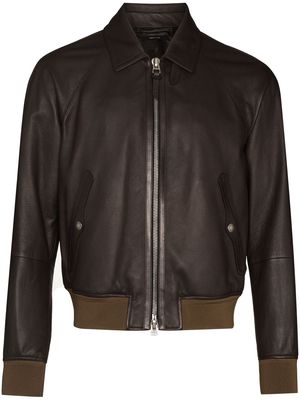 TOM FORD Tumbled grain leather jacket - Brown