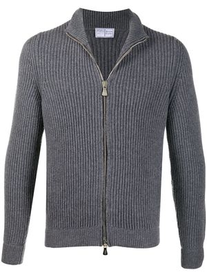 Fedeli zip-through ribbed sweater - Grey