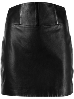 Michelle Mason corset leather mini skirt - Brown