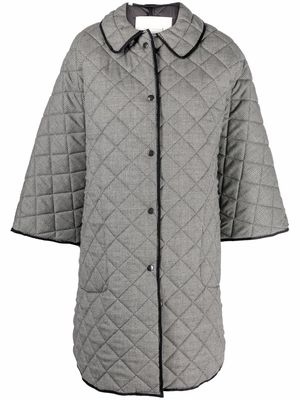 Mackintosh AGGIE houndstooth quilted poncho coat - Black